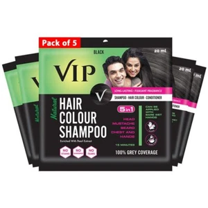 VIP HAARFARBE SHAMPOO 5er Pack Herren Haarfarbe Schwarz für Bart, Schnurrbart - Bild 1 von 3