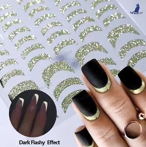 3D Nail Sticker Reflective Glitter Wave French Tips Nail Decals DIY Nail Art - Picture 1 of 3