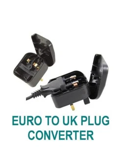 U0A - BLACK EURO 2 PIN TO UK 3 PIN CONVERTER PLUG ADAPTER EASY CLIP AND PLUG EU - Picture 1 of 1