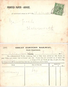 1920 KG V Postcard Great Eastern Railway Goods Department Advice Postal History - Picture 1 of 3