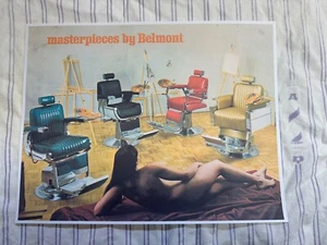 Vintage 1950’s BELMONT Barber Chair NUDE MODEL Sign/Ad - Picture 1 of 8