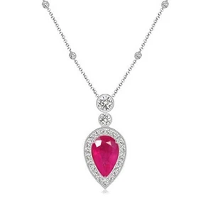 1.35Ct 100% Natural Red Ruby IGI Certified Diamond Women's Pendant In 14KT Gold - Picture 1 of 2