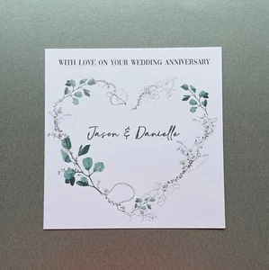Tarjeta de aniversario de boda personalizada - hija yerno, pareja, mamá y papá - Imagen 1 de 5