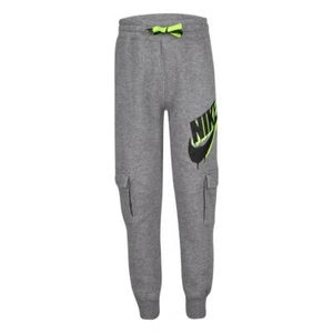 Nike Little Boys Fleece Tag Cargo Jogger Pants Carbon Heather Sz 4 - NWT - Picture 1 of 8