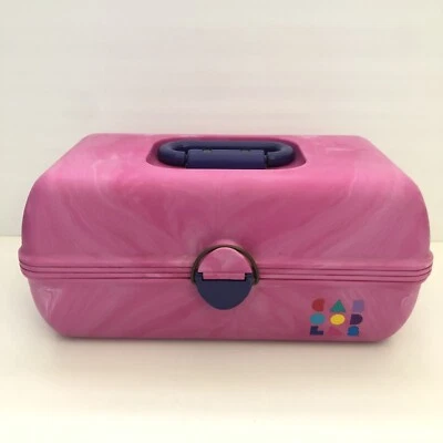 Vintage Caboodles Pink Marble Purple Storage Makeup Cosmetic Train Case 2620 - Image 1 of 4