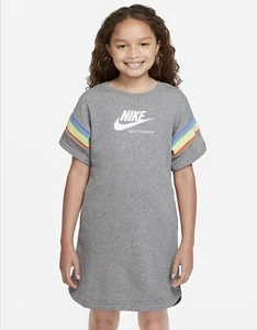 Nike Sportswear Heritage Older Girls' Short-Sleeve Dress XL Gray Logo - Picture 1 of 10