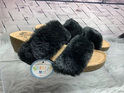 jelly pops shoes fox fur sandals 51/2 Color Black - Image 1 of 4