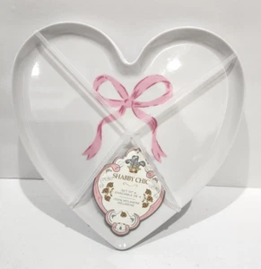 Shabby Chic Valentines Pink Coquette Bows Heart Shaped Melamine Plates 4pc - Picture 1 of 4