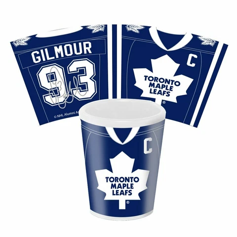 Toronto Maple Leafs Doug Gilmour 1.5oz White Sublimated Shot Glass NHL Hockey Cover