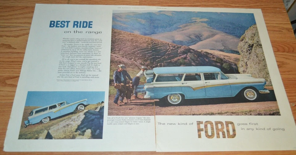 1957 FORD COUNTRY SEDAN WAGON ORIGINAL LARGE VINTAGE ADVERTISEMENT PRINT AD 57 - Image 1 of 1