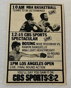 Pequeño anuncio de televisión CBS 1980 ~ boxeo Mike Rossman vs Ramon Ranquello - Imagen 1 de 1