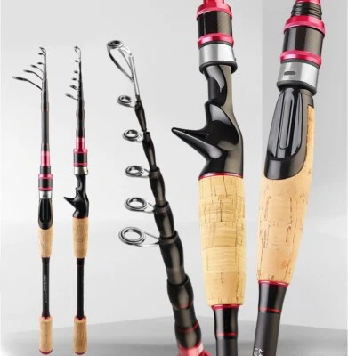 Carbon Telescopic Fishing Rod Spinning Power MH 1.98M/2.4M/2.7M Ultra light Rod - Image 1 of 4