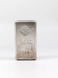 Vintage Johnson Matthey 10 Ounce 999+ Fine Silver JM Pour Bar Canada 🍁No Stamp - Picture 1 of 7