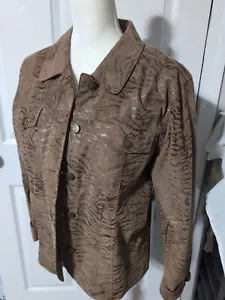 Erin London Women’s Brown Animal Print Faux Jacket Size L - Picture 1 of 8