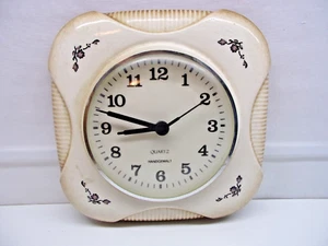 CLOCK ceramic kitchen clock wall clock quartz vintage approx. 23 x 23 cm hand painted - Picture 1 of 2