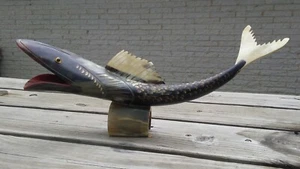 Bull/ "Cow Horn" Carved Fish Vintage Folk Art Decor - Picture 1 of 9