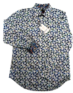 Robert Graham Shirt Mens Small Dormer Long Sleeve LS White Print Sport $198 - Picture 1 of 12
