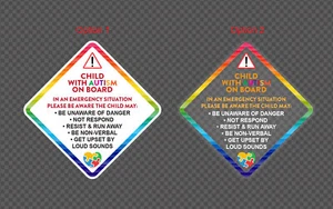Child With Autism On Board Decal Sticker Car Window Bumper Emergency Safety Sign - Picture 1 of 3