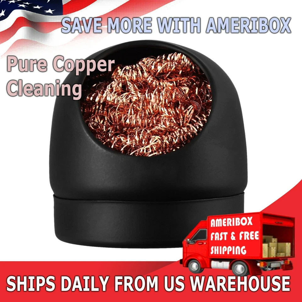 Soldering Iron Tip Cleaner with Copper Wire Ball & Metal Base Holder - Image 1 of 4