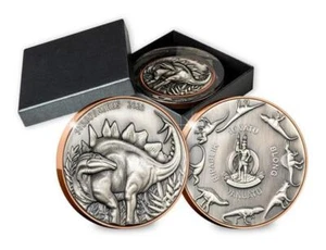 2023 Stegosaurus Supersize Silver Copper Bimetal Ultra High Relief Coin - Picture 1 of 5