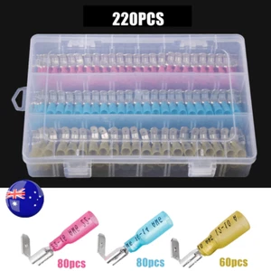 220PCS Spade Heat Shrink Terminals Quick Splice Crimp Wire Connectors - Picture 1 of 5