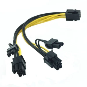 R01 6 pin PCIe auf 2x 8pin (6+2) Grafikkarte Stromkabel PCI-Express Adapter 18cm - Bild 1 von 10