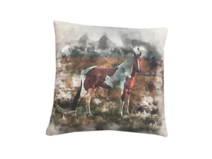 Equestrian coloured horse pony digital Print premium fabric cushion cover - Picture 1 of 1