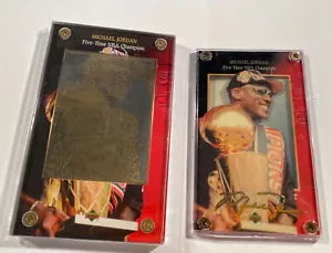 1997 Michael Jordan oro 24K set 2 carte cinque volte campione NBA 1980/1997 - Foto 1 di 7