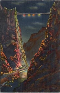 Escena nocturna postal vintage 1938 Royal Gorge, Colorado/lino Curteich SIN USAR - Imagen 1 de 2