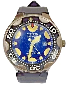 E168-S043280 CITIZEN ECO DRIVE TITANIUM DIVER WATCH FOR MEN C2-48 - Picture 1 of 17