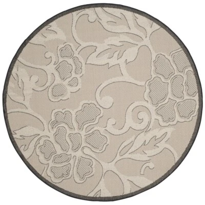 SAFAVIEH Indoor Outdoor CY2726-3901 Courtyard Sand / Black Rug - Image 1 of 4