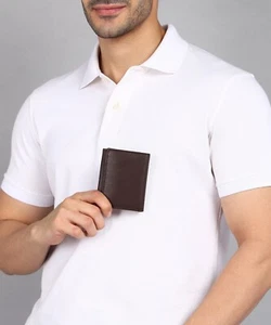 Genuine Leather Mens Wallet Slim Trifold Wallets For Men With ID Window RFID - Picture 1 of 6