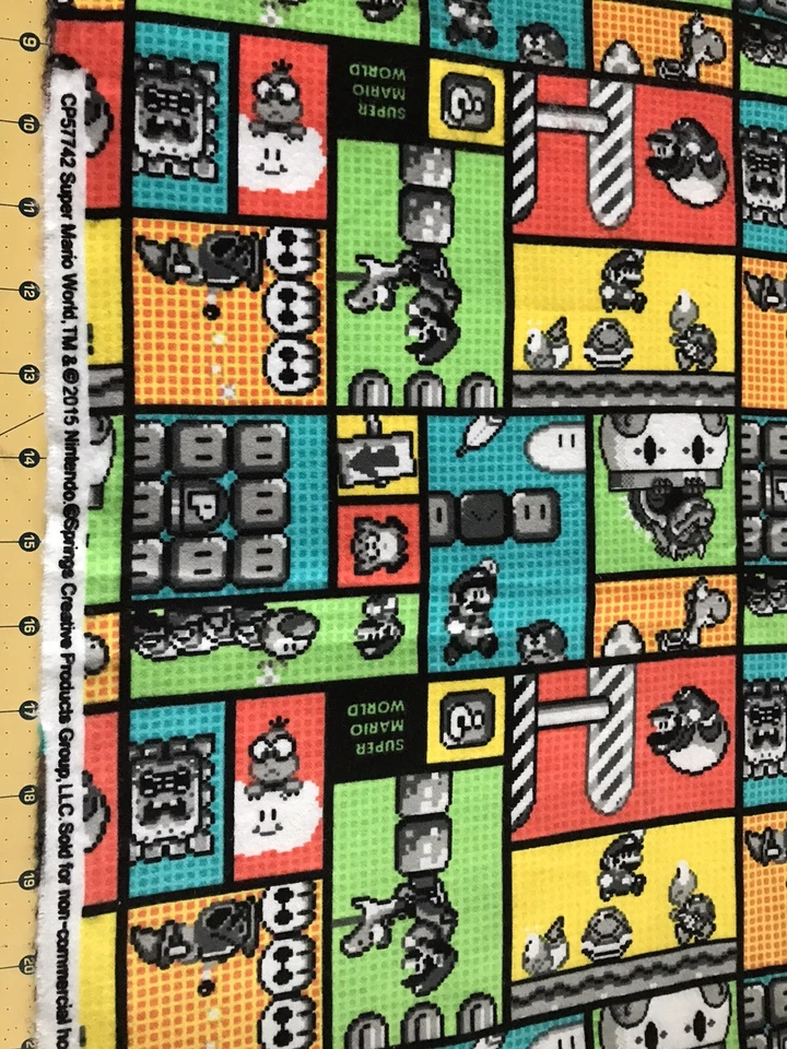 2015 Super Mario World 23” X 42” Flannel fabric #1443 - Image 1 of 1