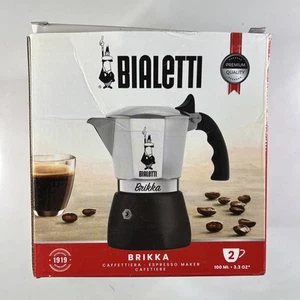 Bialetti Brikka 2 Cup 2021 Stovetop Coffee Moka Pot Double Crema Damaged Box - Picture 1 of 7