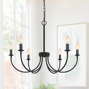 6-Light Farmhouse Candle Chandelier for Dining Room Lighting Fixtures Hanging - Picture 1 of 66