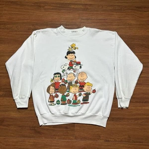 Vintage Peanuts Snoopy Christmas Tree Sweatshirt XL Holiday Graphic Pullover USA 70s - Bild 1 von 22