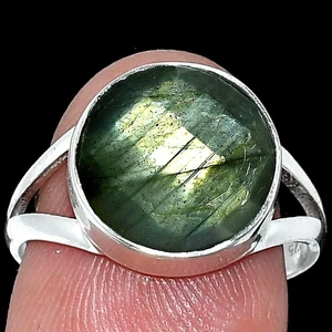 Spectrolite Labradorite Checker 925 Sterling Silver Ring s.7 Jewelry R-1002 - Picture 1 of 5