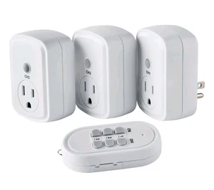 Indoor 3 Pack 1-Outlet Wireless Remote Control, White B8 - Picture 1 of 6