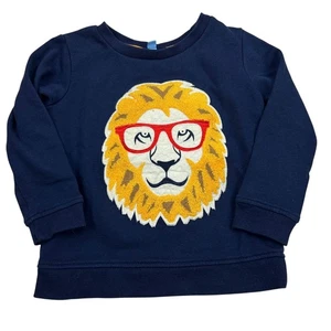 Andy & Evan Boys Long Sleeve Crew Neck Navy Blue Lion Novelty Patch Tshirt 4 - Picture 1 of 4