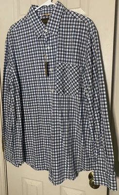 Timberland Mens Button-Up Shirt Blue White Plaid Check Long Sleeve Pocket XL NWT - Image 1 of 4