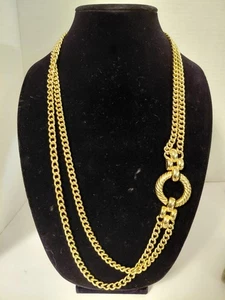 Vintage Textured Chunky Gold Tone Chain Necklace 29" EUC - Picture 1 of 3