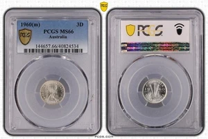 1960-M Australia Silver Threepence Coin PCGS MS66 #4534 - Picture 1 of 1