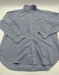 VTG Ralph Lauren Classic Fit Button Down Shirt Men Size 17 Striped Logo..#28607 - Picture 1 of 10
