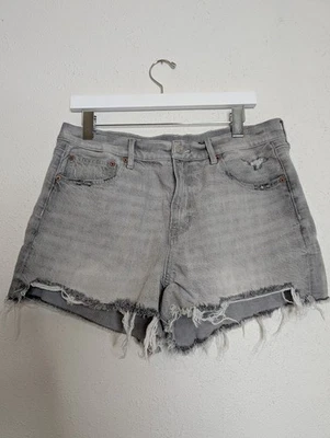 American Eagle Womens Relaxed Short Strigid  Shorts Gray Size 12 Distressed - Image 1 of 4