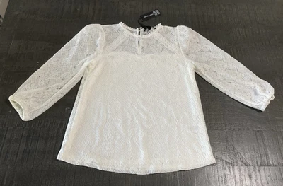 Blusa para mujer Cable & Gauge manga 3/4 de encaje blanco talla extra pequeña nueva con etiquetas Foto 1 de 4