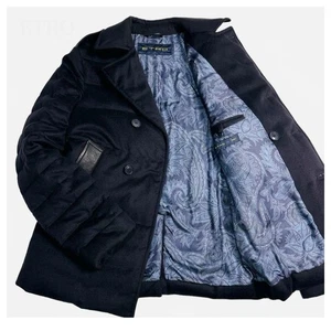 Etro Daunen Peacoat S Kaschmir Wolle Paisley Futter Lamm Leder Navy F/S - Bild 1 von 10