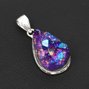 Titanium Druzy Gemstone Handmade Pendant Jewelry For New Year 1.92" AP-28175 - Picture 1 of 1