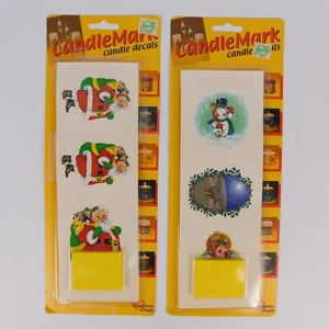 (2) Vintage Signatur Handwerk Kerzenmarke KERZENAUFKLEBER - WEIHNACHTSMANN ENGEL SCHNEEMANN MARY NOS - Bild 1 von 9