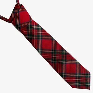 Cravatta vintage anni 90 Lochcarron Of Scotland stampa tartan rosso lana a righe plaid retrò - Foto 1 di 3