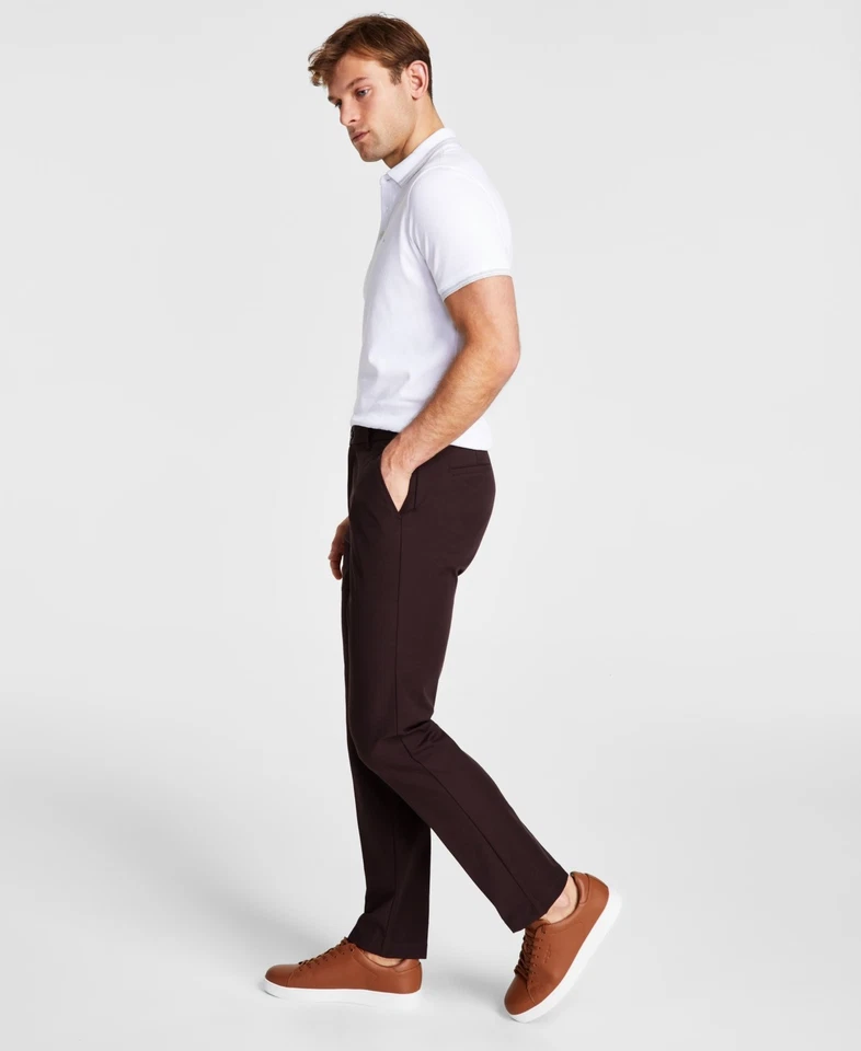Pantalones de vestir Michael Kors para hombre corte clásico 40/30 rojo borgoña liso Foto 1 de 1